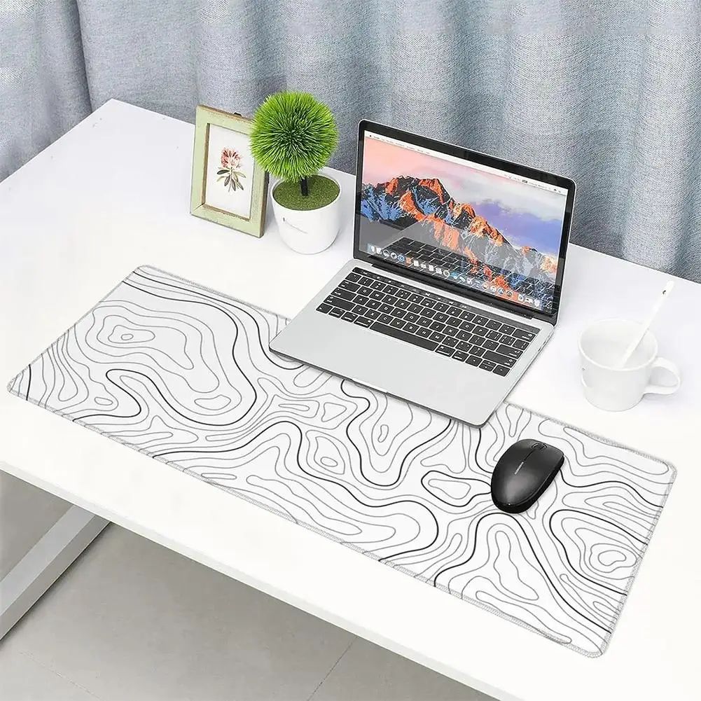 Gradient Topographic Contour Gaming Mouse Pad Large Desk Pad Long Computer Keyboard Mouse Mat Mousepad Accessories Gift