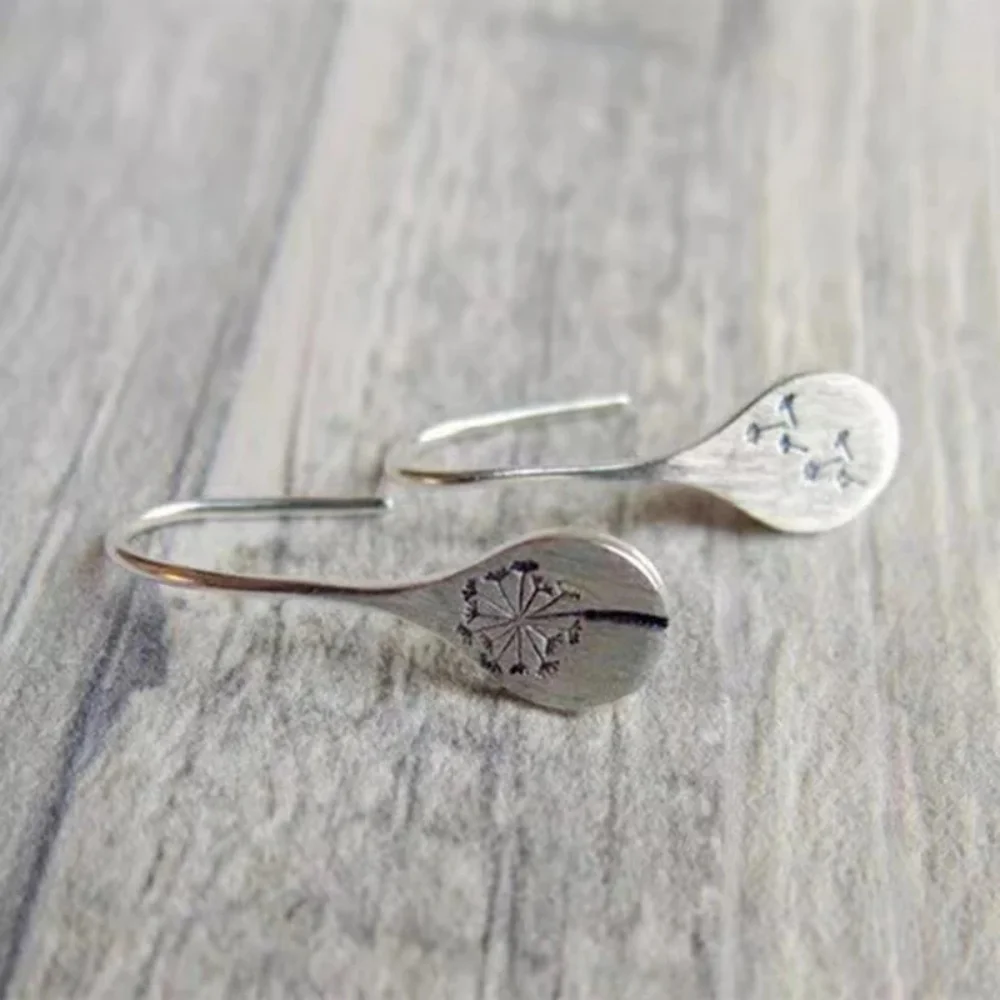 Silver Color 2021 New Dandelion Drop Earrings For Women Retro Simplicity Handmade Jewelry Wholesale Gift Cерьги image 2