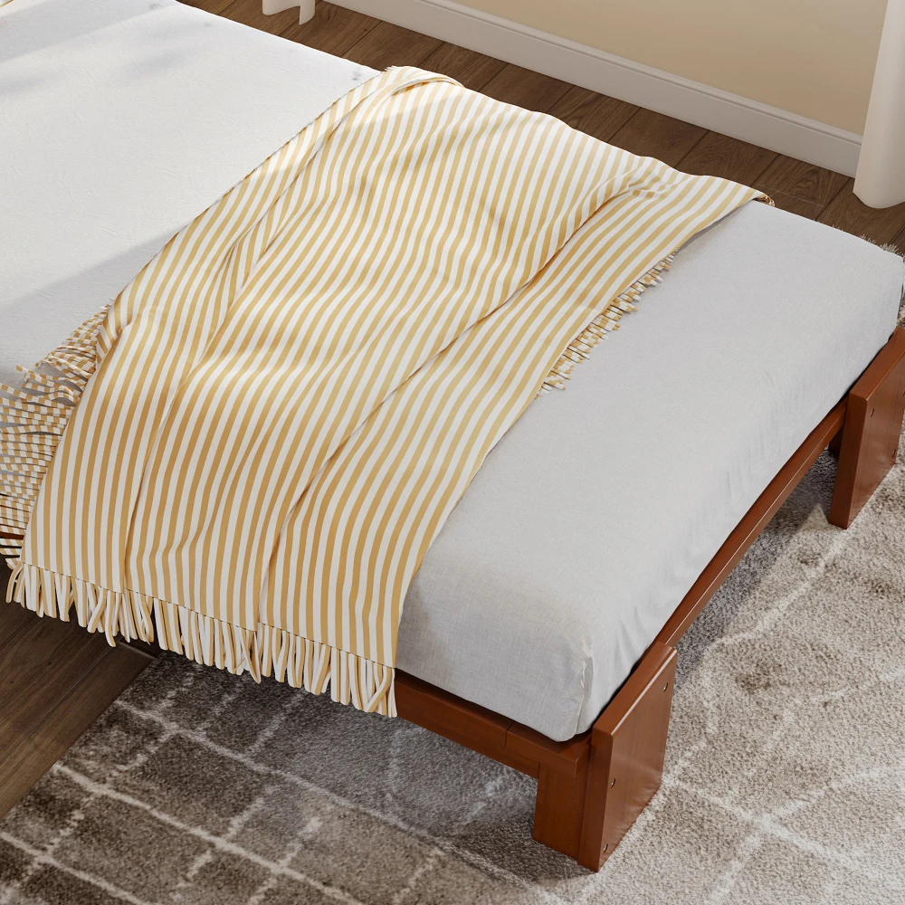 PINGGO Dunkelbraunes Polsterbett Einzelbett 90x200cm Samt-Kopfteil Stabiler Lattenrost Verbreiterte Beine Ohne Matratze – Detail 19
