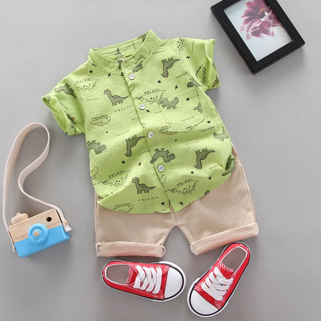 Toddler Tops+Pants Set Boys Cartoon T-shirt Dinosaur Kids Baby Outfits Boys Outfits&Set 9 to 12 Month Baby Boy Clothes