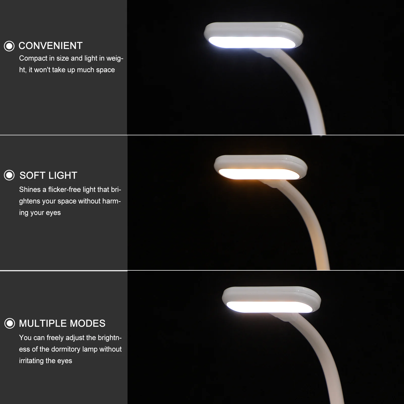 1Pcs Reading Clip Lamp Adjustable Eye Protection LED Touch Table Lamp Flexible Clip Bright Desk Light for Study Work Bedroom