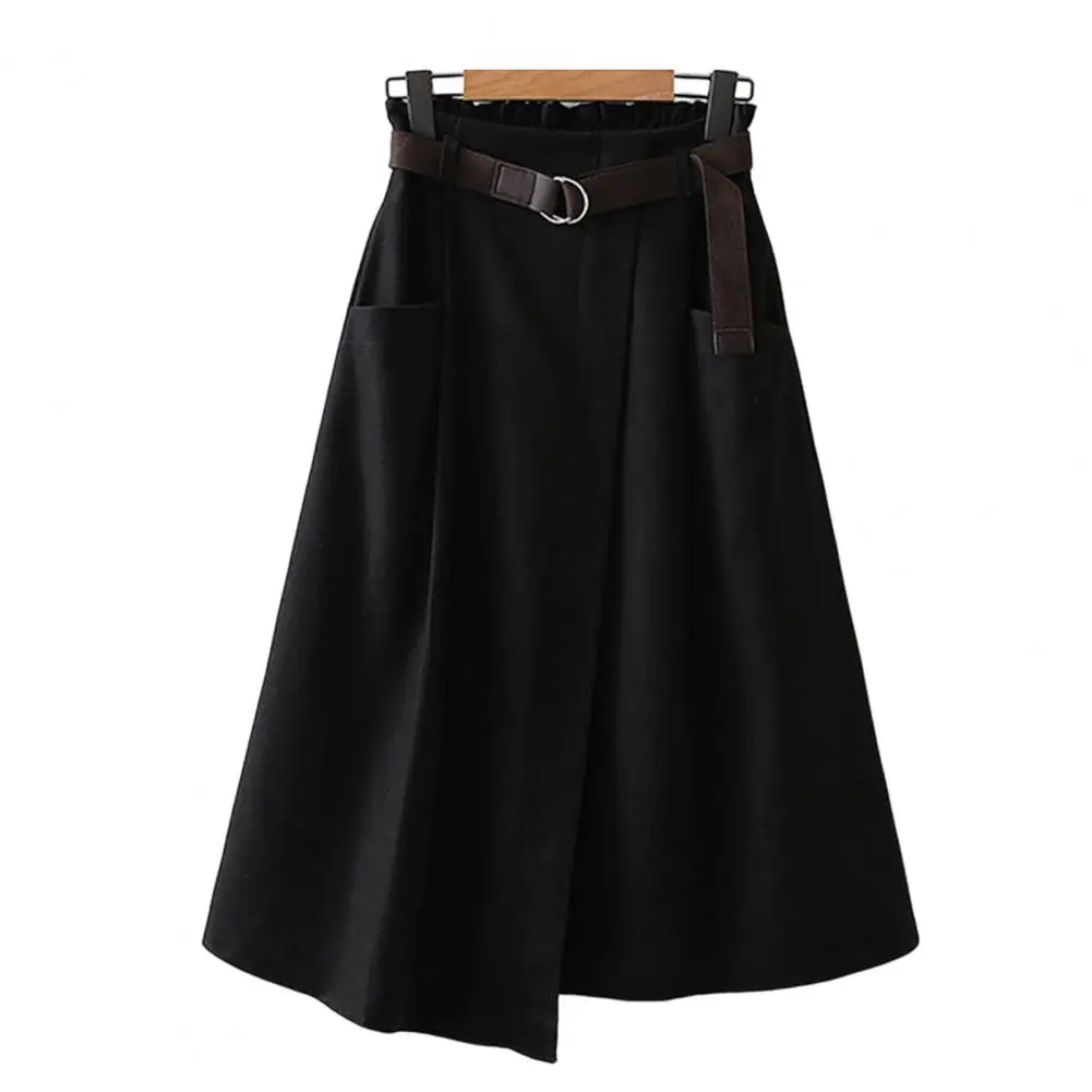 

Winter Women Long Woolen Skirt Fashion High Waist Basic Wool Skirts Female Casual Thick Warm Elastic A-Line Maxi Skirts