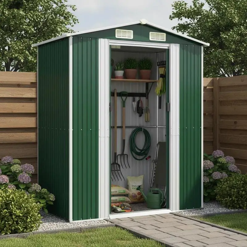 Cobertizo de jardín verde 192x108x223 cm Acero galvanizado