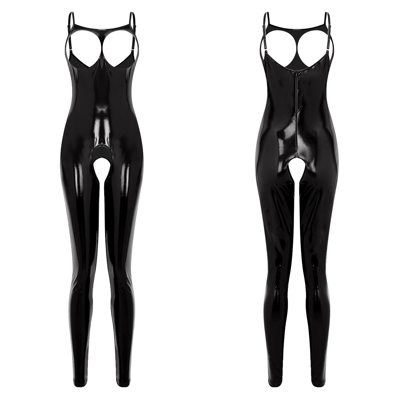

Women Adults Lingerie Tempting Crotchless Open Butt Jumpsuit Open Chest Breast Exposed Catsuit for Couple's Dating Nightwear