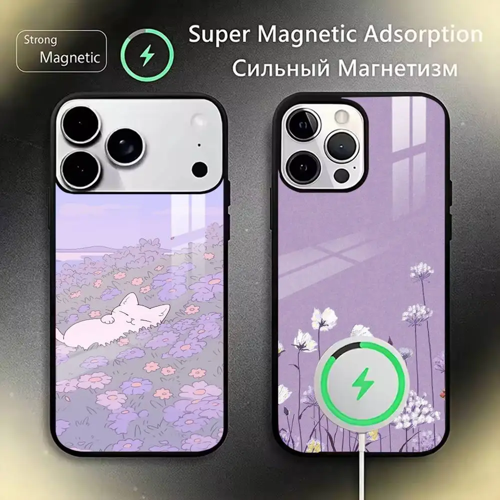 

Lavender Phone Case For iPhone17,16,15,14,13,12,11 Plus,Pro Magnetic with Magsafe Wireless Charging