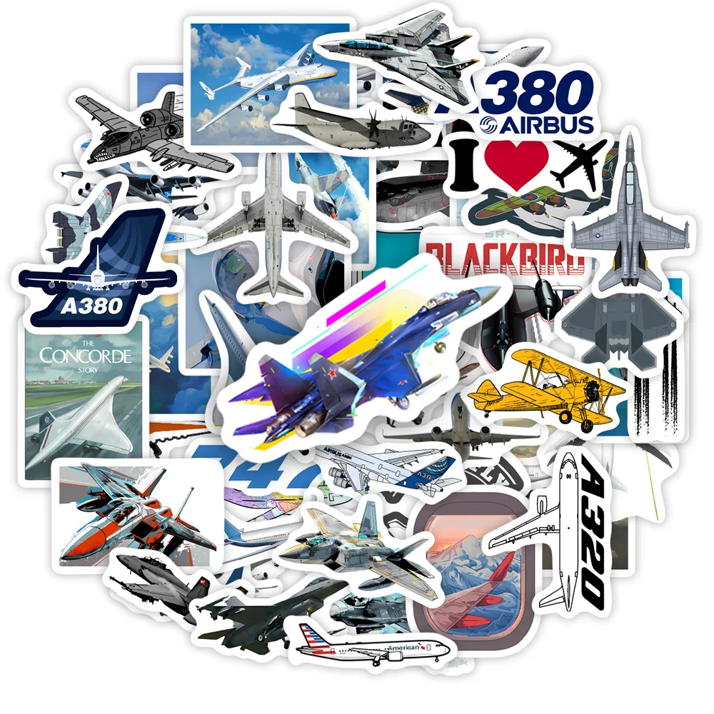 Airplane Airliner Fighter Aircraft Stickers Kids DIY Gift Toy Decoration Decal for Laptop Phone Bottles Luggage Bags Waterproof