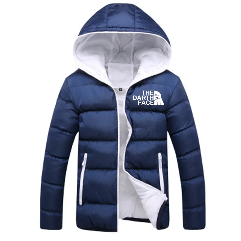 2024 Winter Sale Down Hoodie THE DARTH FACE Logo Print Men Down Jacket Customizable Logo Men Solid Color Jacket Cold Protection