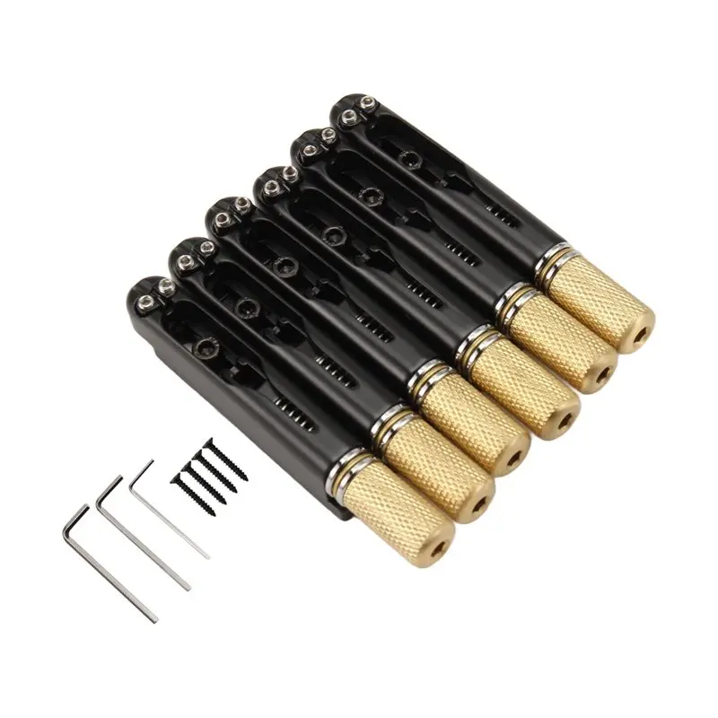 النحاس مقطوعة الرأس الغيتار الجسور الغيتار جسر سلسلة السرج ل 6 سلاسل الغيتار الكهربائي مقطوعة الرأس الغيتار #6