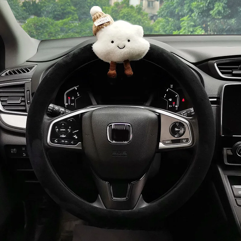 

Новый мультяшный милый чехол на руль автомобиля с облаком, короткий плюшевый универсальный 38 см, защита на руль автомобиля, украшение для женщин и девочек