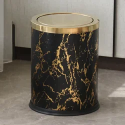 Wastebasket Mounted Organizer Trash Can Marble Bathroom Dustbin Touch Paper Basket Recycling Bin Papeleras Kitchen Accessories