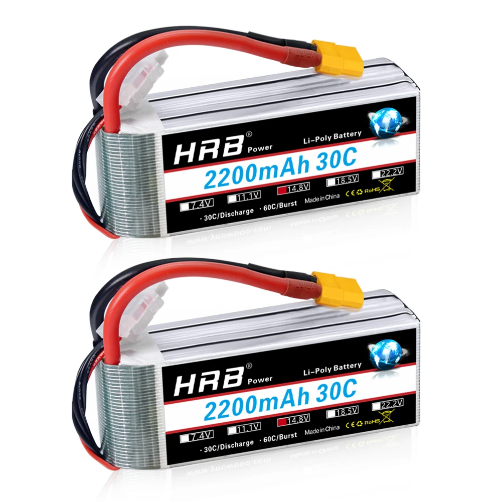 HRB 4S 2200mah Lipo Battery 14.8v RC Battery 30C with XT60 Connector 105*34*32mm for UVA Fpv Drones Airplane RC Truck RC Car