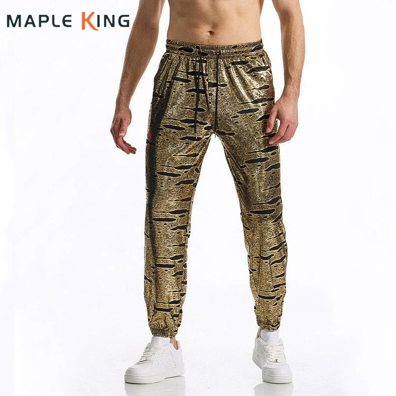 

Sweatpants Men's Steampunk Pantalon Hommes 2025 Nightclub Gold Bronzing Print Hip Hop Streetwear Cool Pants Men Jogging Hommes