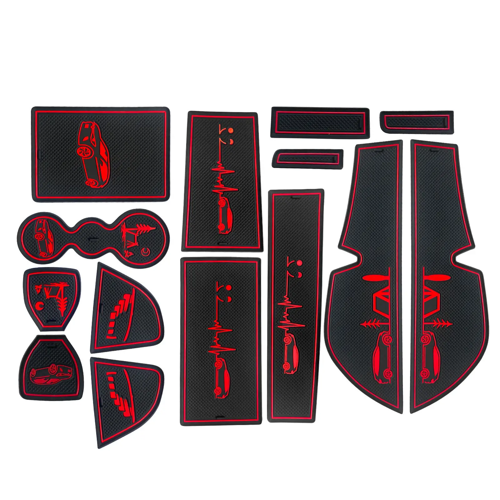 14 قطعة لشركة فولكس فاجن فولكس فاجن ID.4 ID4 2021-2024 عدم الانزلاق كأس السيارة كوستر فتحة الوسادة اكسسوارات المضادة للانزلاق حصيرة جيب حصيرة حامل الكأس الوسادة #5