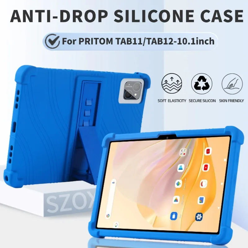 

For PRITOM TAB11 Android 14 Tablet, 10 Inch Shockproof Cover Android 13 Tablet Kids Soft Silicon Stand Protective Shell