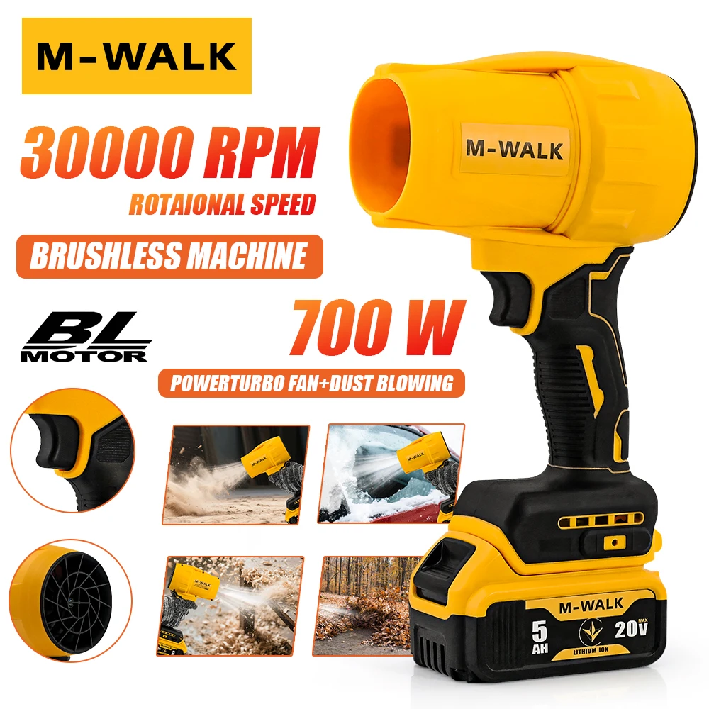 30000RPM Brushless Elettrico Turbo Ventilatore Jet Fan 700W Palmare Foglia Ventilatore Duster Strumenti di Soffiaggio Per Dewalt 20V Batteria Spille