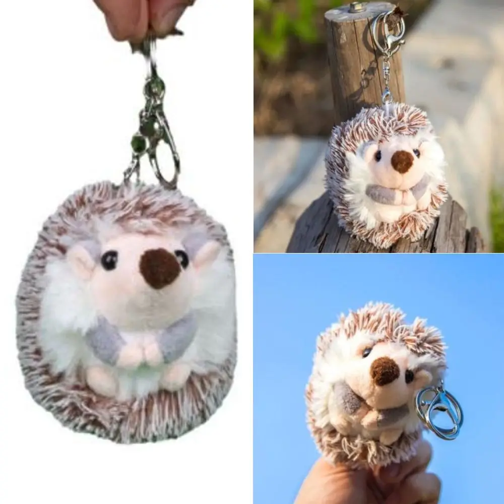 Cute Hedgehog Pattern Hedgehog Keychain Handbag Keyring Flannel Bag Pendant Keyring Alloy Stuffed Animals Toys Plush Key Chain