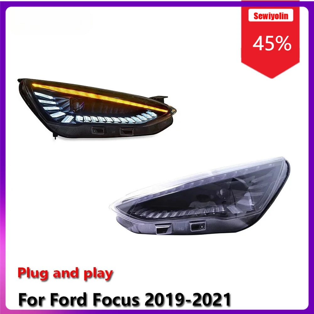 

Автомобильные светодиодные лампы Sewiyolin в сборе для Ford Focus 2019-2021, противотуманные фары DRL, стоп-сигналы поворота