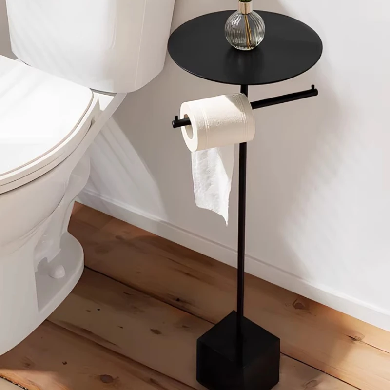 Stainless Steel Tissue Holder Multifunctional Toilet Side Organizer Modern Bathroom Storage Rack Floor Standing Toilet Paper