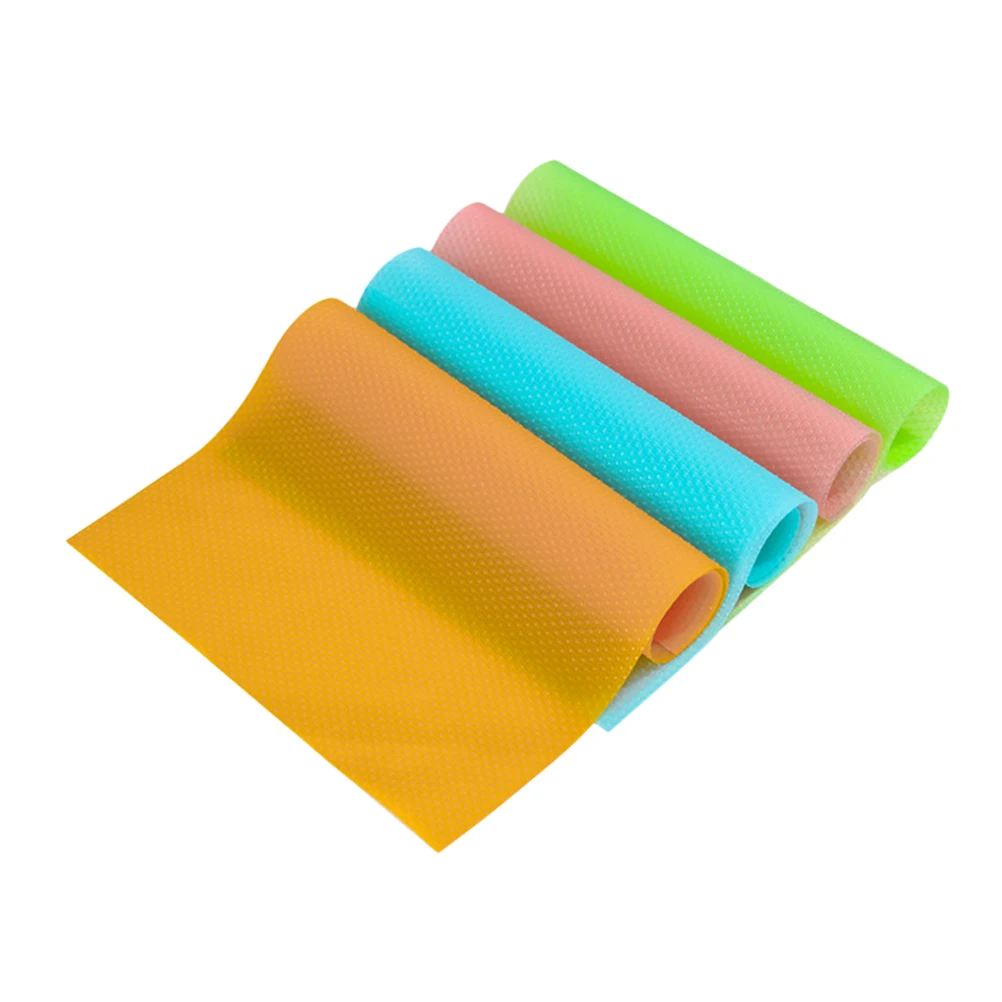 

4 Pcs EVA Insulated Placemats Refrigerator Shelf Mats Orange Blue Green Pink Kitchen Cabinet Fridge Liner Washable Sturdy