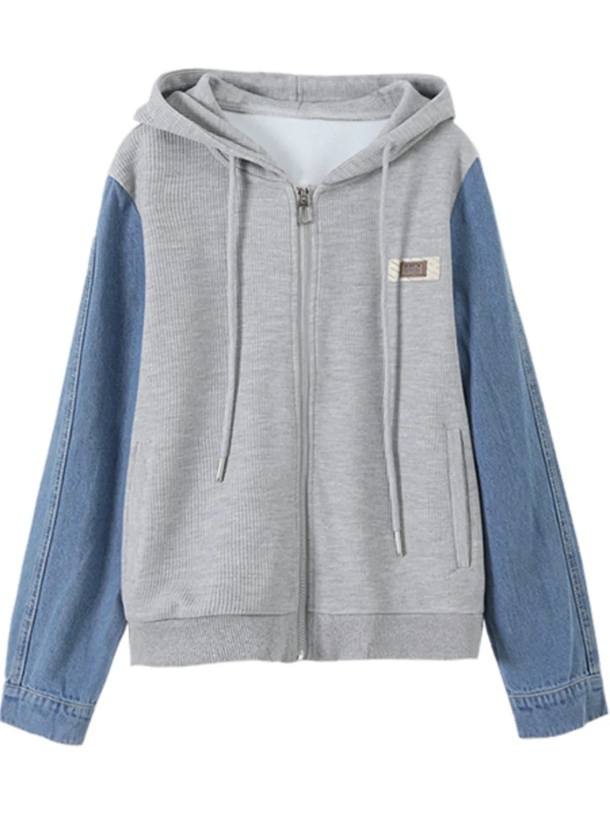 ملابس خارجية غير رسمية من قماش الدنيم بقلنسوة Jaet Dstring ملابس خارجية متعددة الاستخدامات من ألياف البوليستر عالية الجودة طويلة Sve V-ne Commute Sle