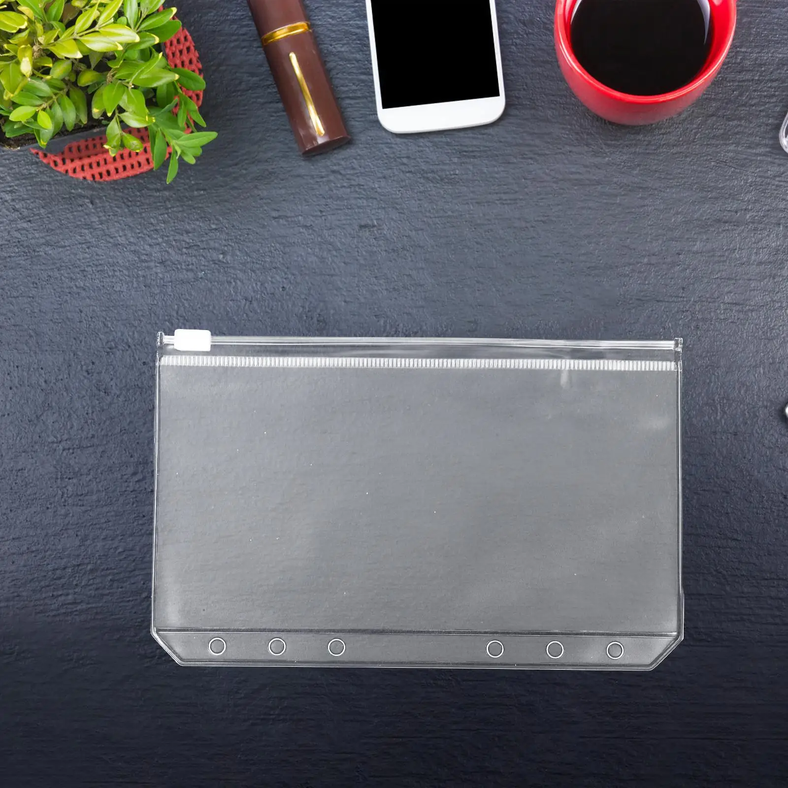 12Pcs A6 Binder Pockets PVC Zipper Bags Card Holder Files Daily Use Storage Lightweight Travel Office Reusable Leaf Pocket