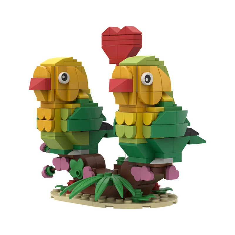 

MOC Valentine's Lovebirds Yuanyang Mandarin Duck Building Blocks Kit Heart Box Assemble Brick Model DIY Kid Toy Wedding Gift