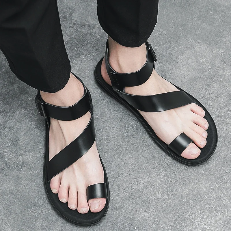 

New Black Men Sandals Buckle Strap White Casual Shoes Size 38-45 Zapatillas De Futbol Para Hombre