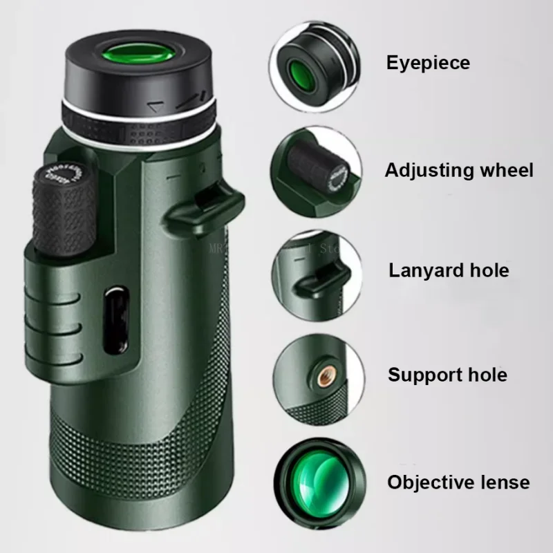 Imagem -05 - Telescópio Monocular Zoom de Longo Alcance Prisma Bak4 com ou sem Tripé Grampo para Telefone 80x100 8000m Adequado para Caça Exterior Camping