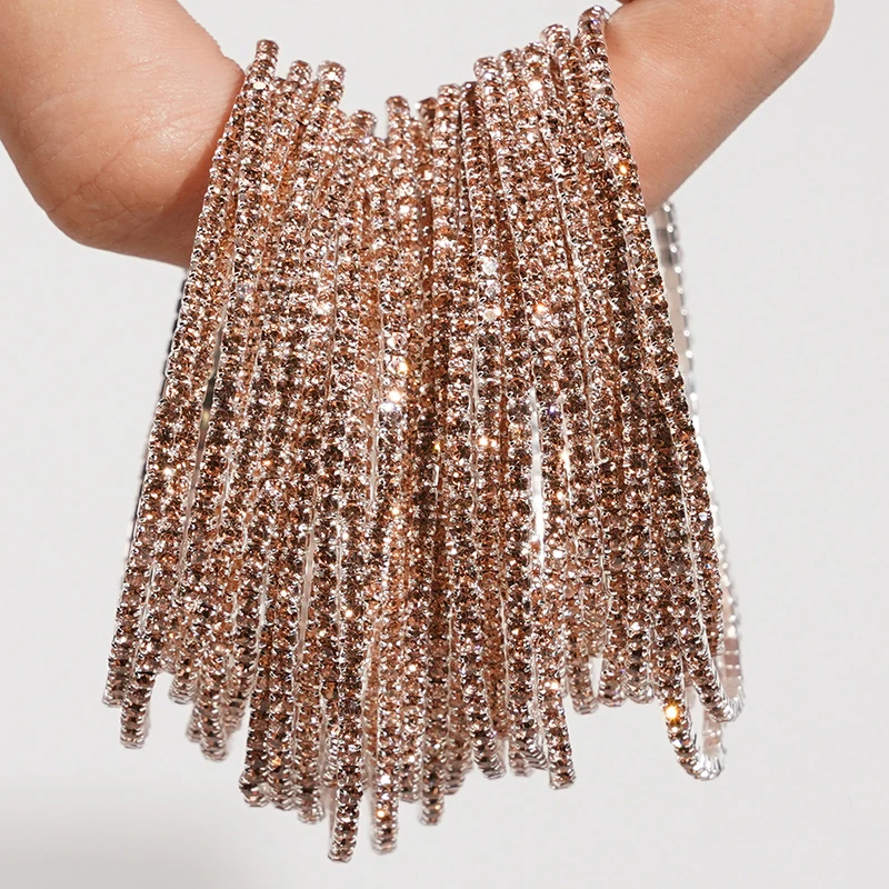 5 Stück modische elastische Armbänder mit Kristall-Strass für Damen, dehnbare, stapelbare Armbänder, klassisches Armband, täglicher Damenschmuck – Detail 9