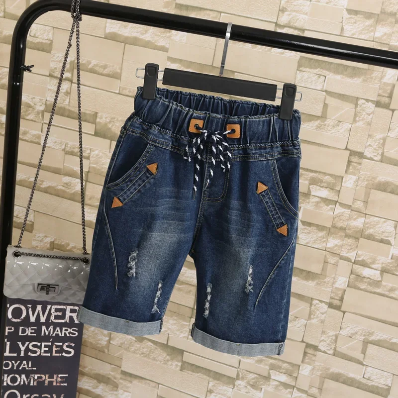 Large Size Women Summer Students Denim Shorts 2024 Fat MM Female Cotton Jeans Ladies Shorts Five Points Wide Leg Harem Trousers