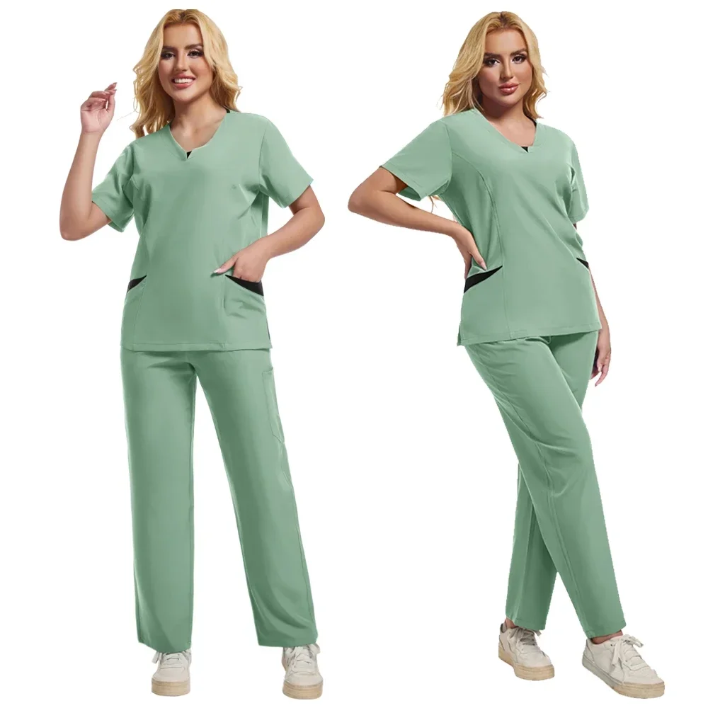 

Medical Scrubs Sets Women Hospital Tops Pant Surgical Gowns Nurse Accesssories Dental Clinic Beauty Salon Spa Workwear Clothes