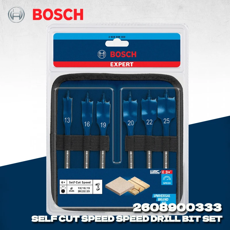 

BOSCH 2608900333 Expert Self Cut Speed Набор сверл с плоской лопатой и резьбой 13-25 мм 6 шт. 152 мм сверла для деревообработки