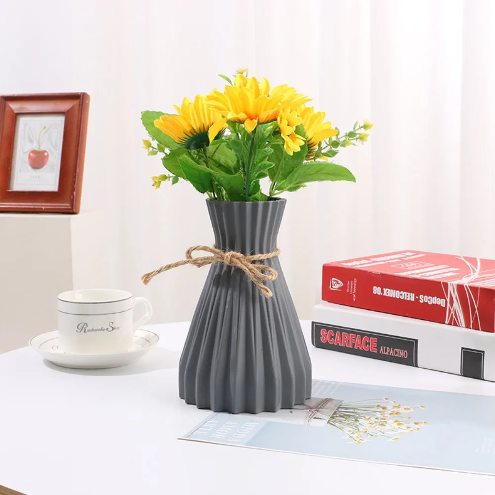 Modern Plastic Simplicity Flower Vase Imitation Ceramic Flower Pot Rattan Anti-Ceramic Living Room Wedding Decor