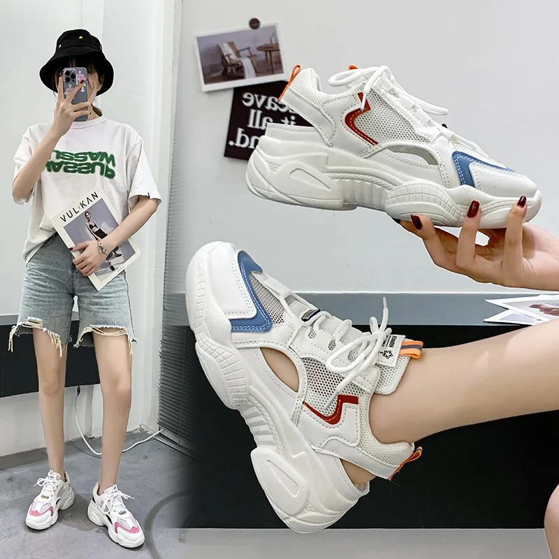 Women's Shoes Platform Female Footwear Wedge Basket 2024 Increas Height Casual Sneaker Round Toe Modis Clogs Dress Sports Summer