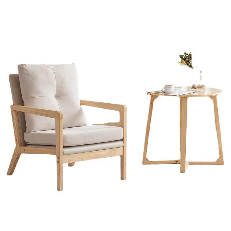 

Household, solid wood, sofa chair, living room, small apartment, log color, simple, simple, Japanese style