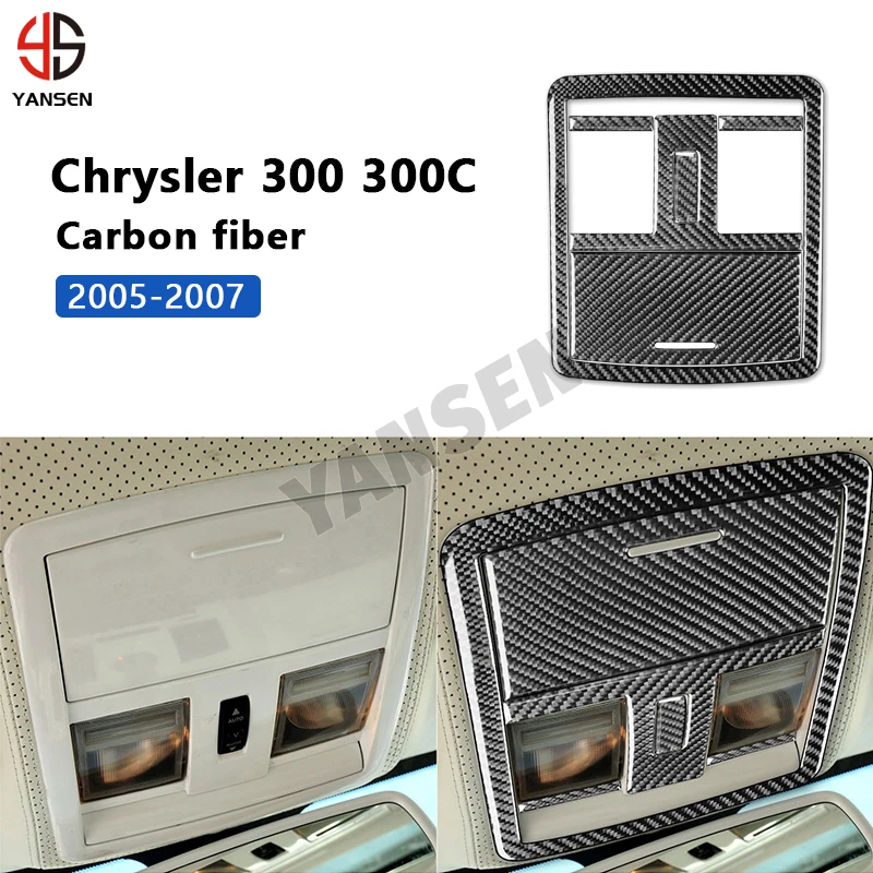 

Car Overhead Storage Box Reading Light Panel Decoration Frame Carbon Fiber Cover Sticker For Chrysler 300 2005-2007 Accessories