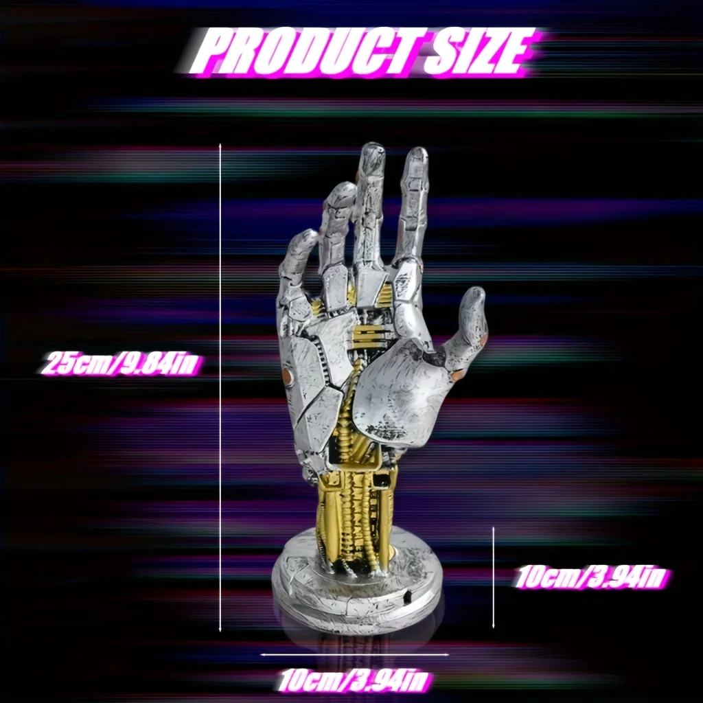 Cyberpunk Mechanical Arm Statue - Futuristic 3-in-1 Game Controller Headset Stand, Ergonomic Desktop Decoration, Men's Gift
