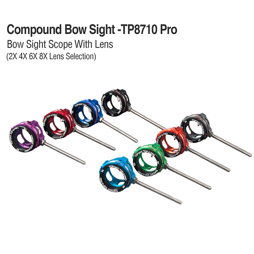 

Archery TP8710-Pro Compound Bow Sight Pin with 2x/4x/6x/8x Lens Scope 30mm MagnifyGlass Competition Shooting Hunting Accessories