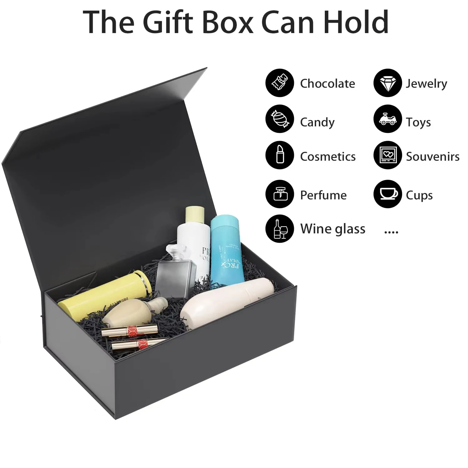 20 x 18 x 8 cm große magnetische Geschenkbox mit Deckel für Geschenke, rechteckige, zusammenklappbare Pappschachtel für die Verpackung von Heiratsanträge und Geburtstagsgeschenken – Detail 7