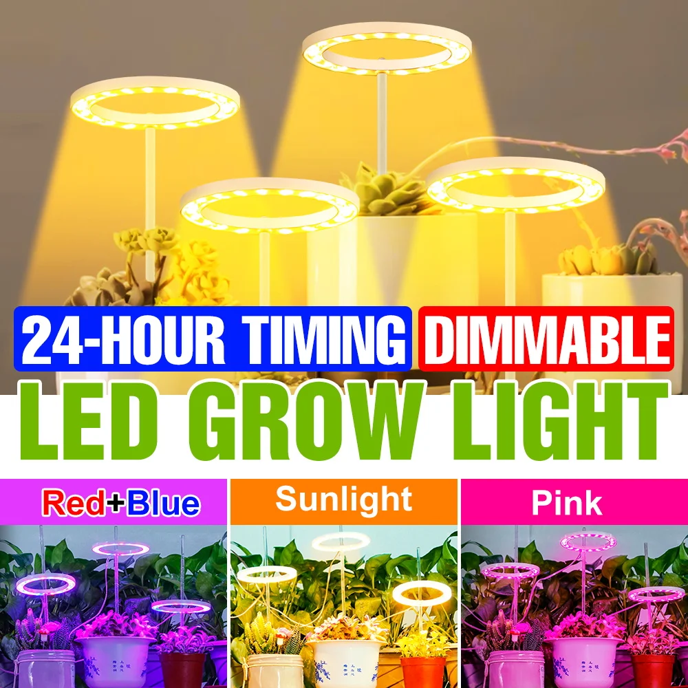 

LED Grow Light Full Spectrum Phyto Lamp USB 5V 8H/12H/16H Timing Auto On/Off Function For Indoor Flower Potted Plant Cultivation
