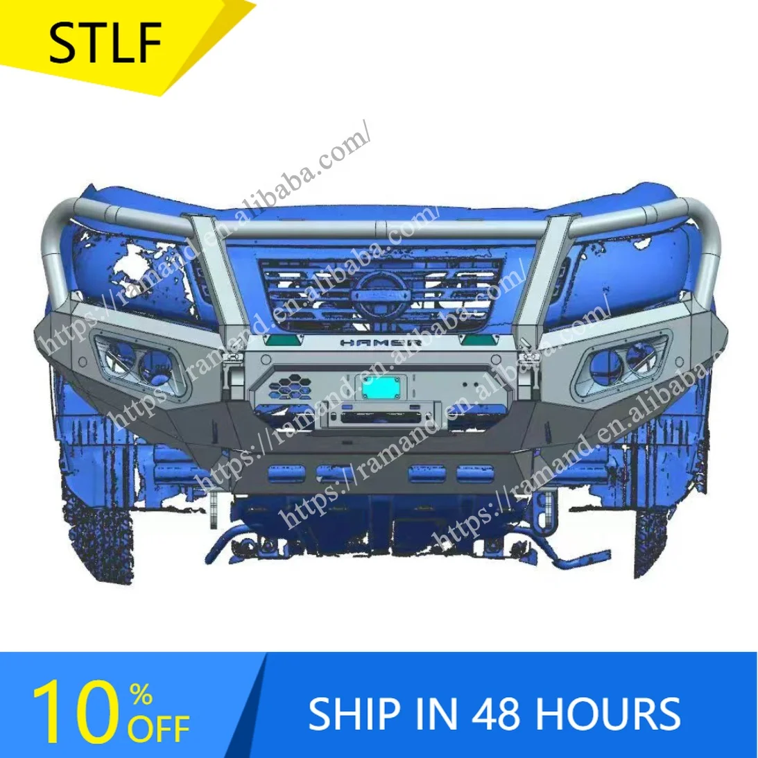

STLFHM Navara NP300 Steel Bull Bar Hamer Steel Front Bumper for Navara Np300 2015-2022 with Protector