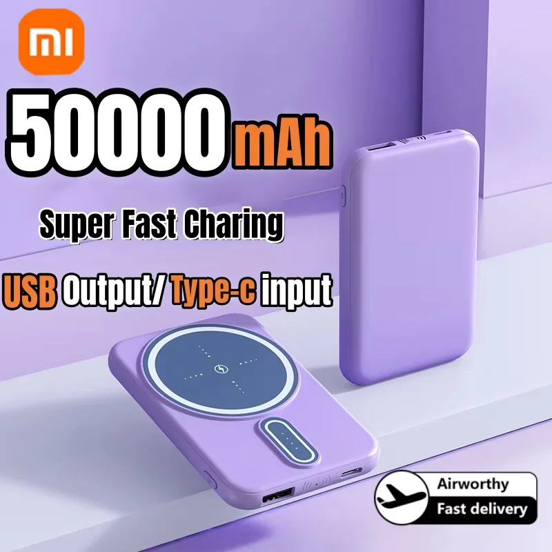 Xiaomi 50000mAh banco de energía magnético inalámbrico carga súper rápida cargador de batería portátil para iPhone Huawei Samsung 2025