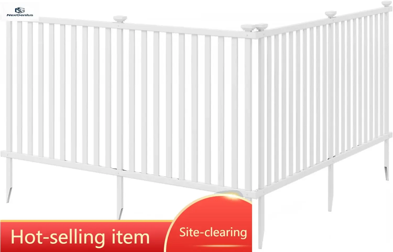 2-Panel Garden Picket Fence, 80''W x 37.5''H Outdoor Decorative Vinyl Fence with 12'' Ground Stakes, Flexible Privacy Barrier fo