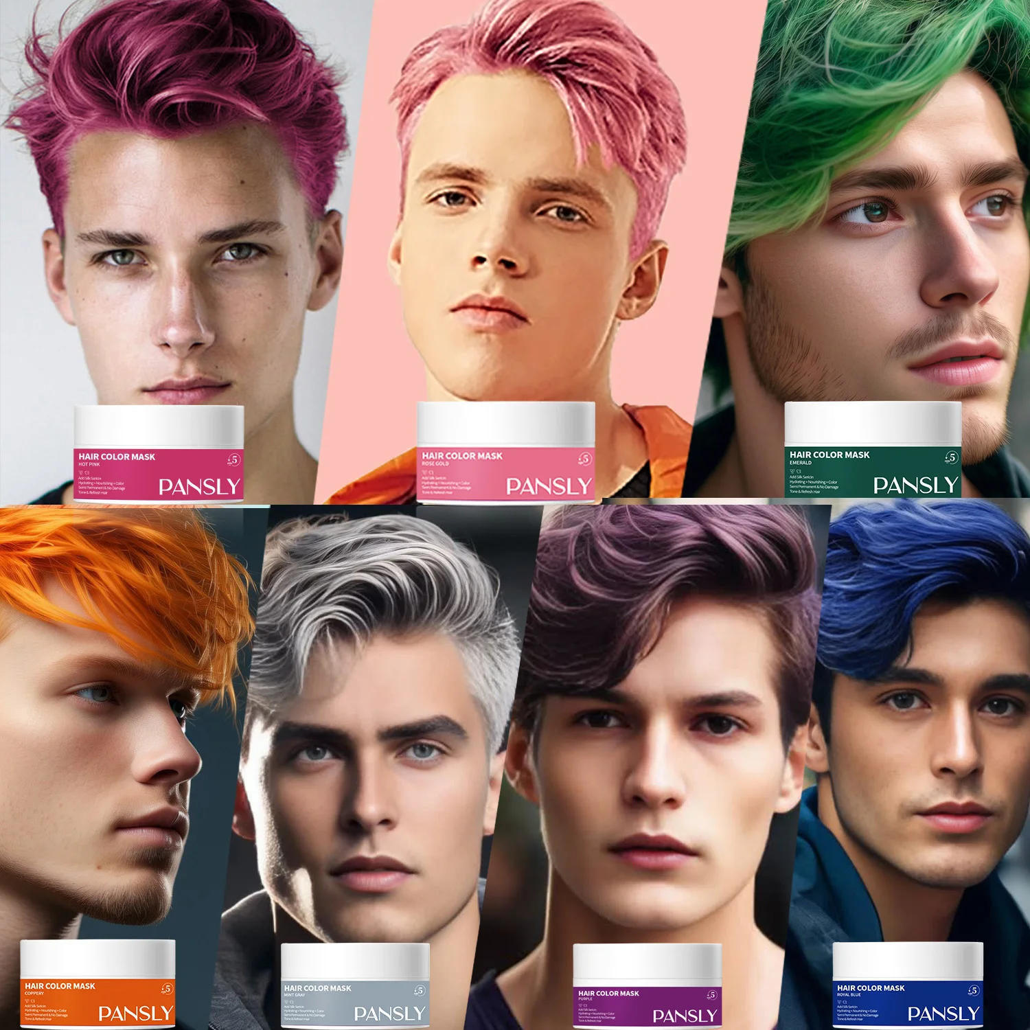 7 Colors Hair Color Mask Semi-Permanent Hair Dye Mask Coloring And Nourishment Product 5 minutes Quick Color Application