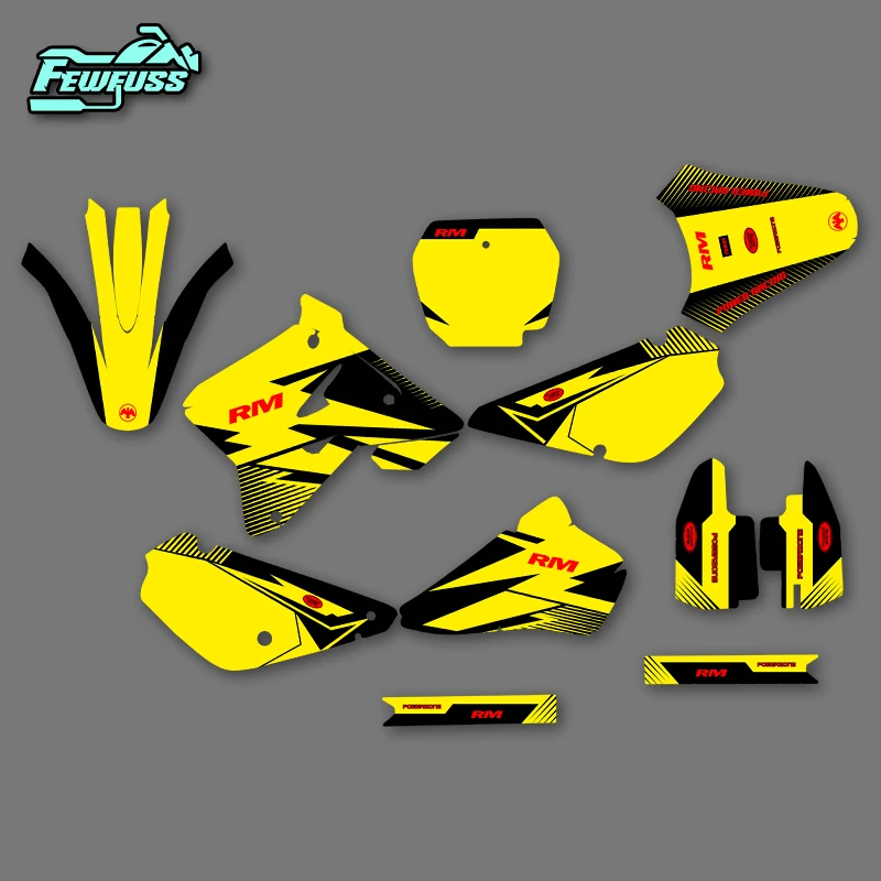 

Fewfuss для SUZUKI RM85 RM 85 2001-2018 графические наклейки наклейки мотоцикл фон номер имя на заказ