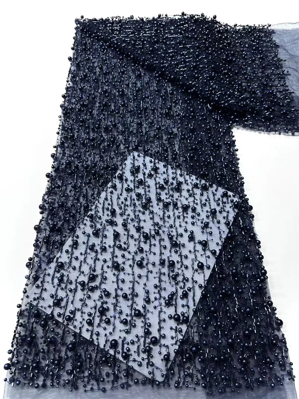 5 Yards Luxurious African Groom Sequins Lace Fabric High Quality French Embroidery Heavy Beads Lace Nigerian Sewing Dress Hm89-1