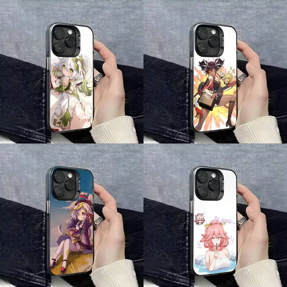 

G-Genshin Impact Nahida Yae Miko Phone Case For iPhone 16,15,14,13,12,11,Mini,Pro,E,SE4,XS,MAX Black Candy Matte Cover