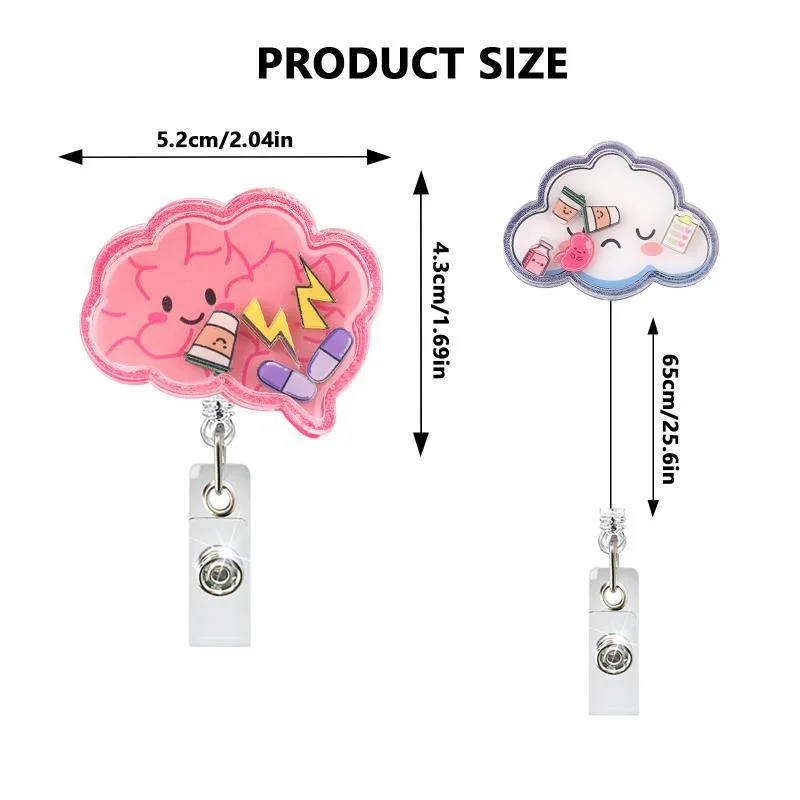 Shaker Acrylic Anime Baby Heart Shape Cloud Retractable Nurse Badge Reel ID Card Holder Alligator ClipNF stationery