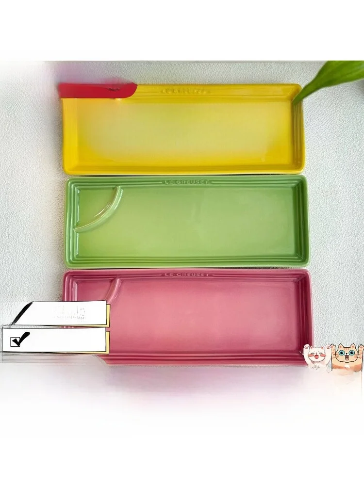 Тарелка Le Creuset Cool Color Limited Edition Sui, прямоугольная, разноцветная, для сервировки стола, эмалированная посу