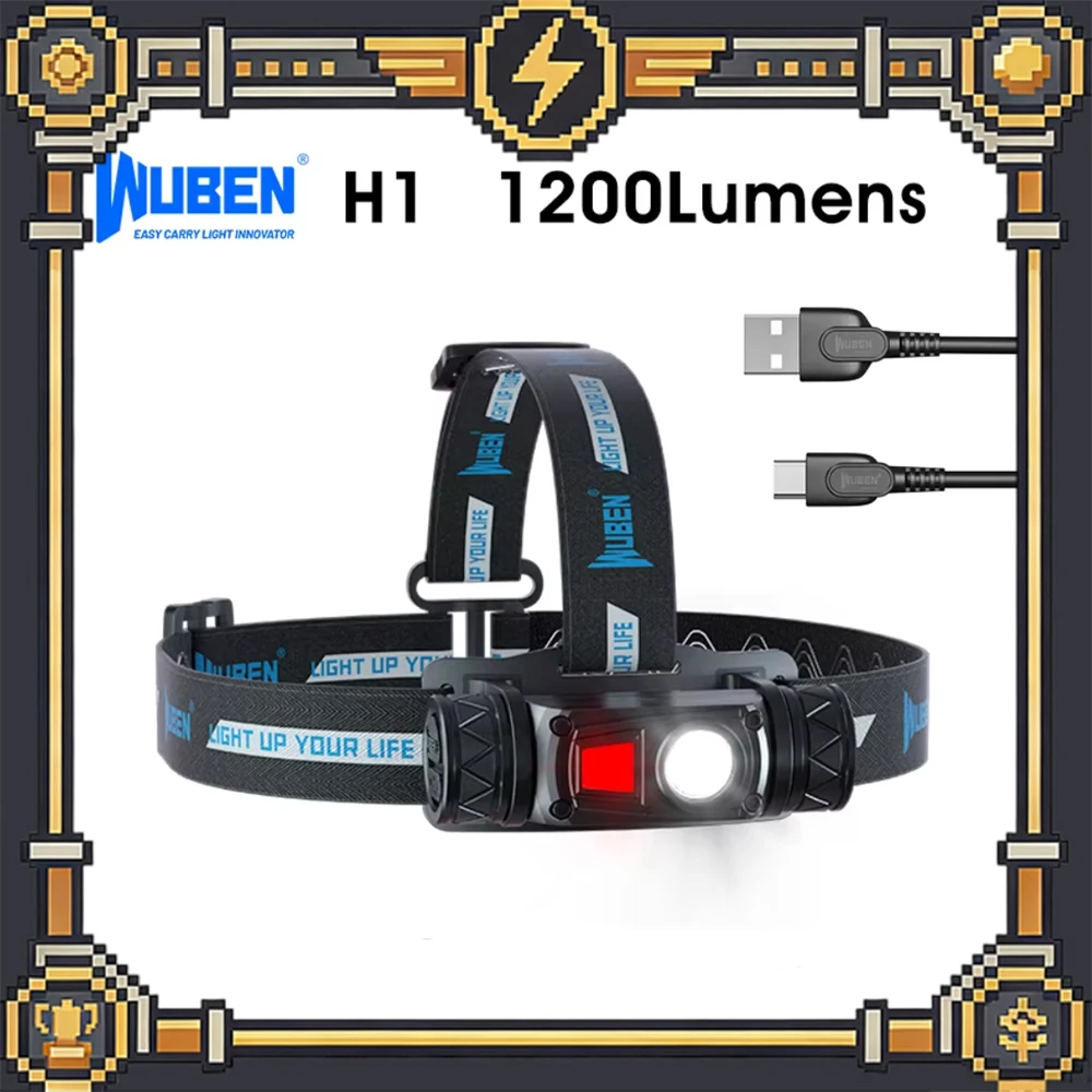 WUBEN H1 Rechargeable Headlight 1200 High Lumen Ultra Bright 11 Modes Waterproof Lamp For Fishing Camping Hunting Running